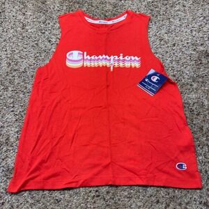 Champion Womens Red Flame Muscle Tank Top Graphic Logo W5667G Medium NEW